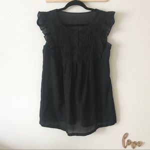 Black Semi-Sheer Tunic Top Shirt Blouse